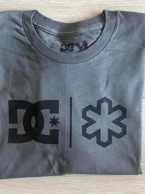 DC Men's Short Sleeve Tee in Dark Gray with Black Logos